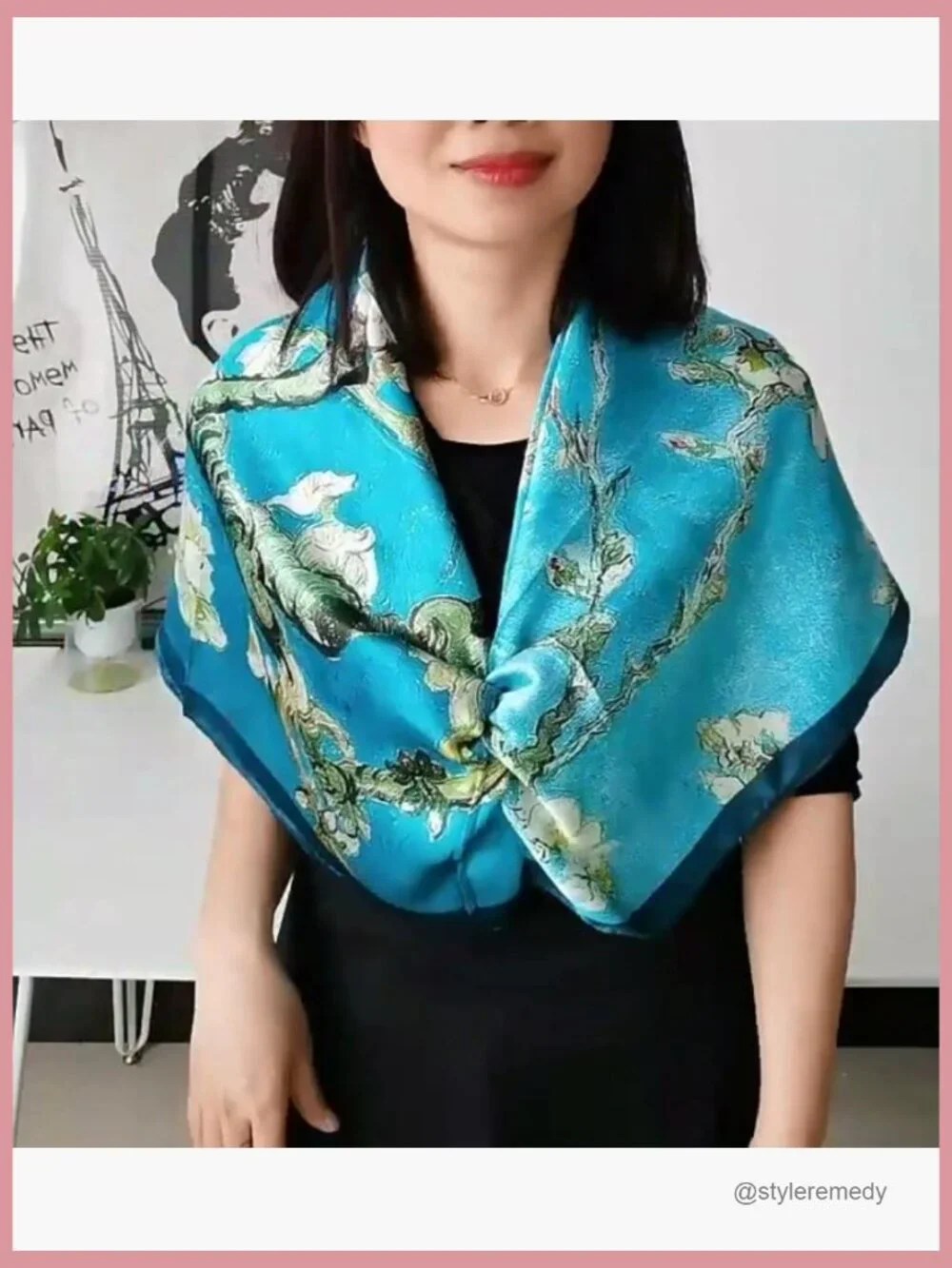Silk Square Scarf Van Gogh Painted Fashion Scarf Wrap